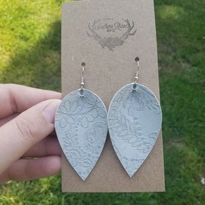 Light Gray Embossed Pinched Petal Earrings